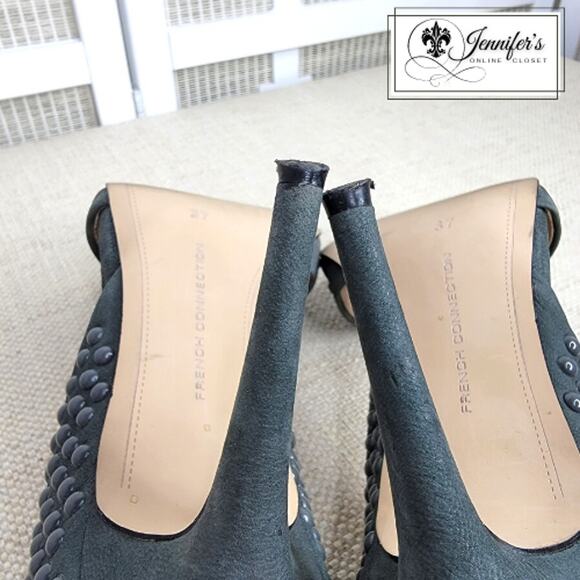 French Connection Women's Gray Ellis Studded Suede Heels Size 6.5 - Picture 10 of 13